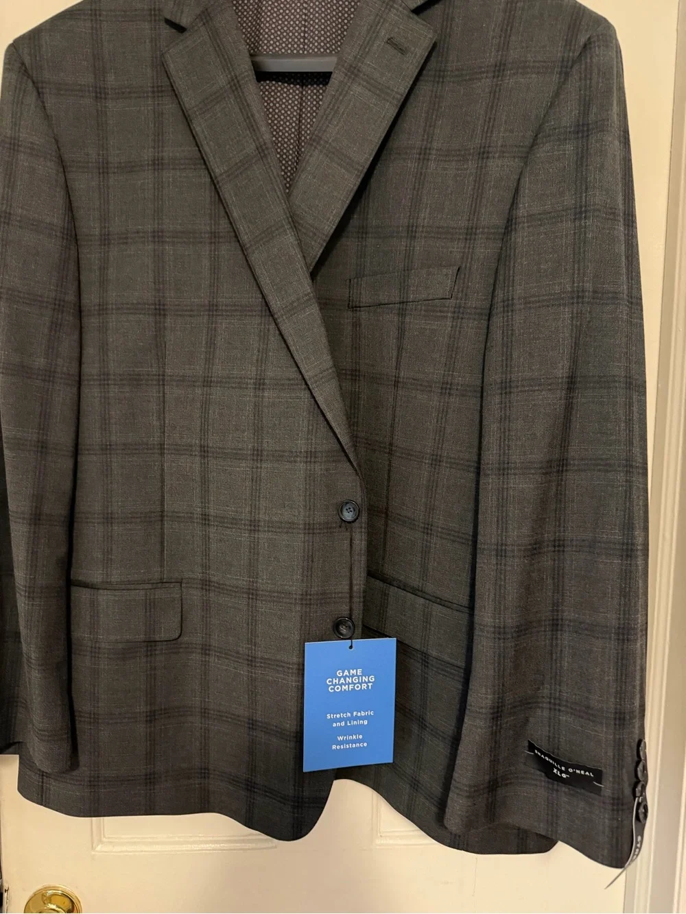 Men's Gray Plaid Sport Coat - Stretch Comfort